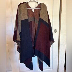 OS oversized jewel tones blanket shawl